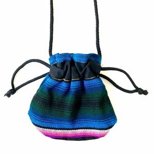 70s boho Hippie horizontal striped rainbow colourful striped coin purse bag